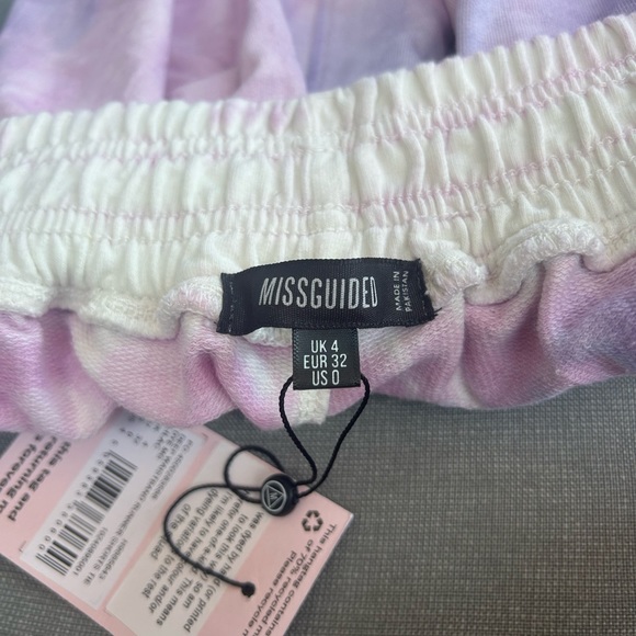 Brand New Misguided waistband runner shorts tie dye in LILAC Size US 0 UK 4 - Picture 7 of 8